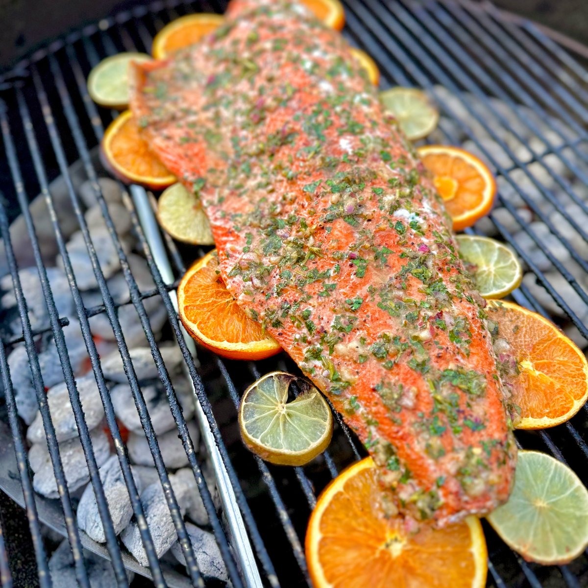 Salmon With a Lemon Chimichurri Butter Sauce – Grillin With Dad